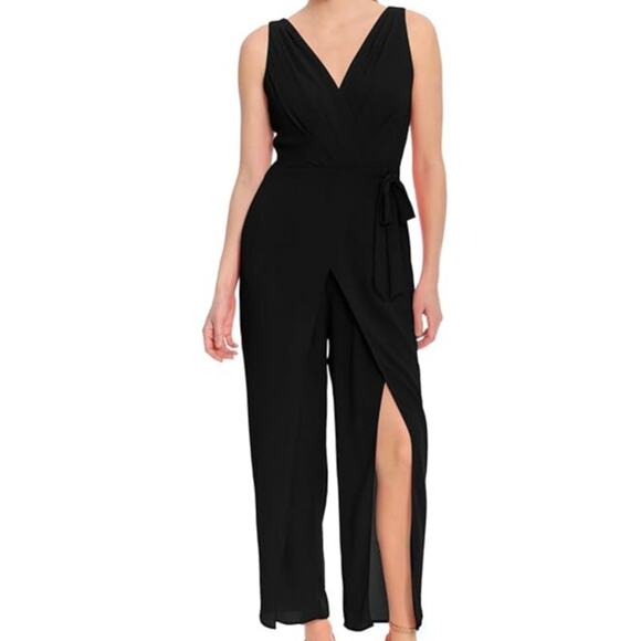 London Times Pants - London Times Sleeveless Wrap Look Jumpsuit With Front Leg Slit Openings Womens 8